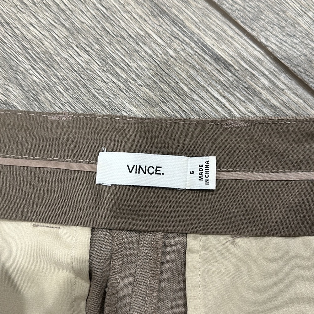 • Vince • Strapping Wool Stretch Straight Leg Pants Brown Beige 6 Women’s - Picture 4 of 5